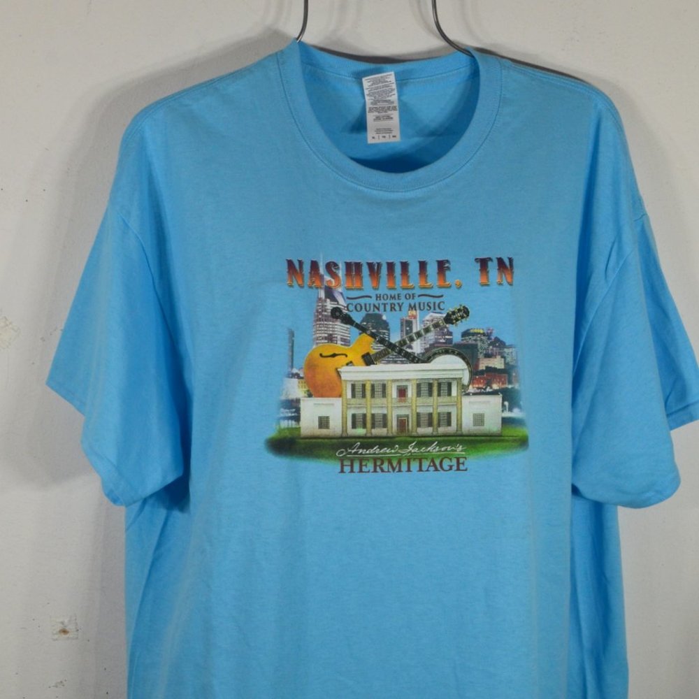 Gildan Nashville Country Music Men's t shirt XL Blue NWOT